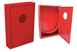 Abrigo para mangueira de incêndio 90x60x17 em aço carbono para sistema de hidrante predial, comercial e industrial