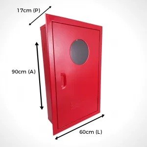 Abrigo para mangueira de incêndio 90x60x17 em aço carbono para sistema de hidrante predial, comercial e industrial