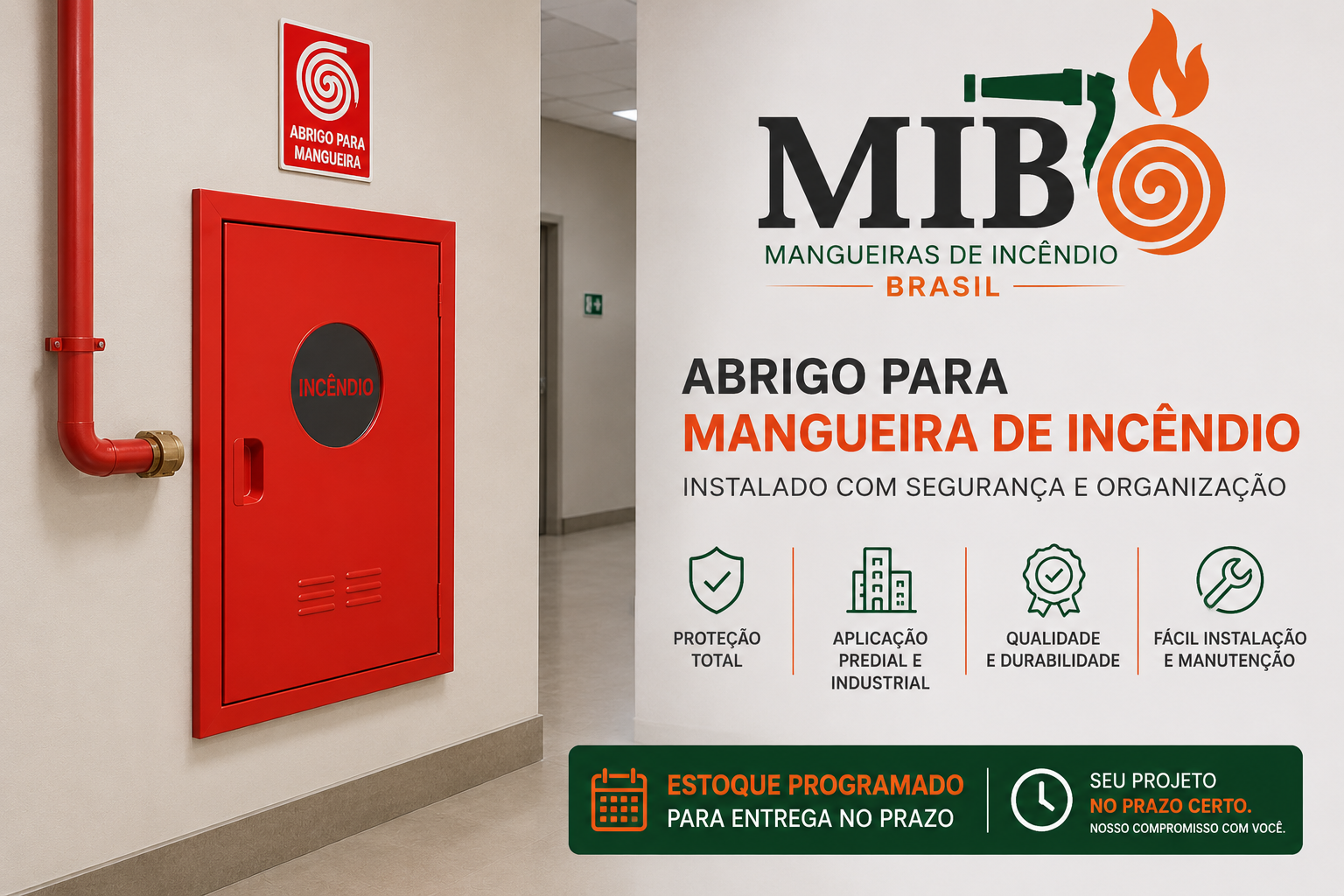 Instalação correta de caixa para mangueira de incêndio