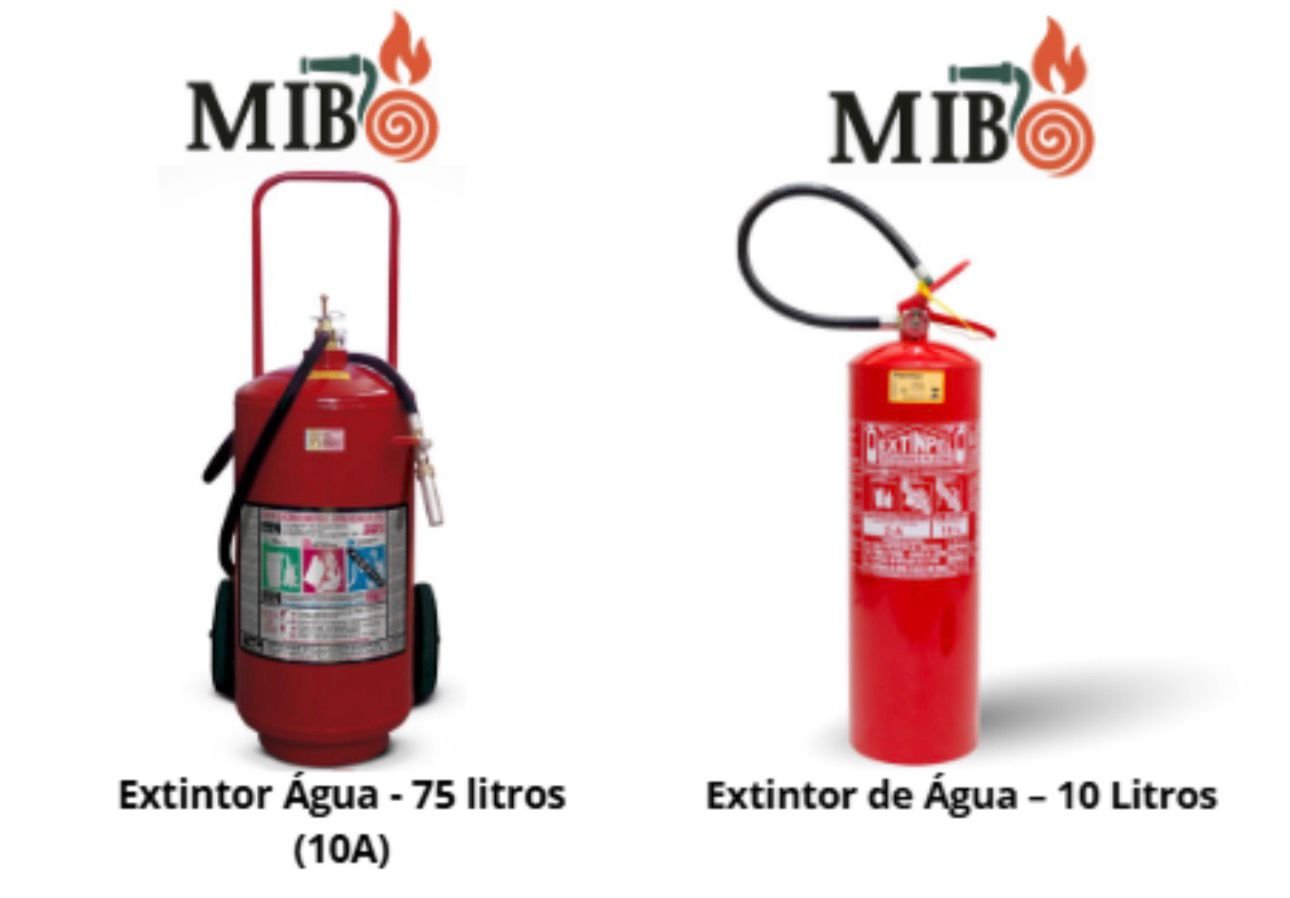 Extintor de água pressurizada portátil e sobre rodas