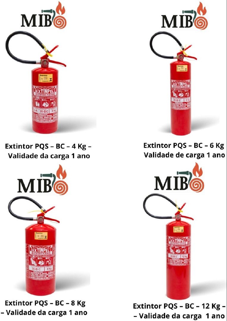 Extintor de incêndio BC portátil certificado ABNT e Inmetro para líquidos inflamáveis e equipamentos elétricos