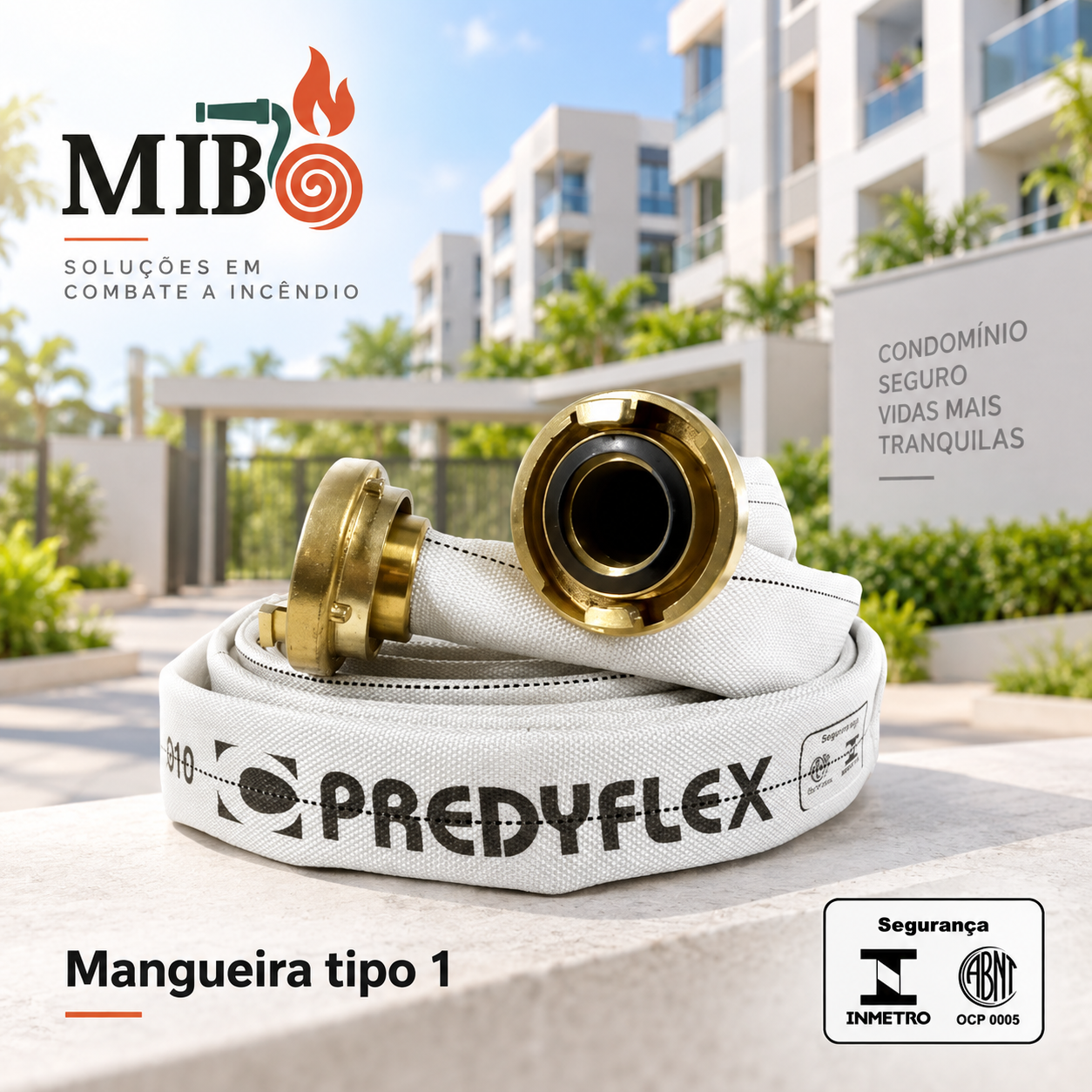 Mangueira de incêndio Tipo 1 Predyflex branca de 40 mm para edifícios residenciais