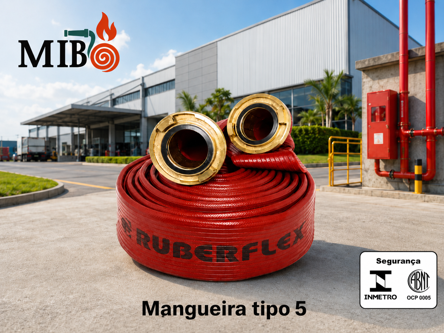 Mangueira de incêndio Tipo 5 Ruberflex para ambientes industriais de alto risco conforme ABNT NBR 11861