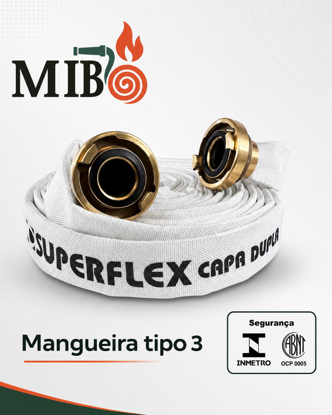Mangueira Tipo 3 capa dupla de alta resistência para hidrante com engate Storz