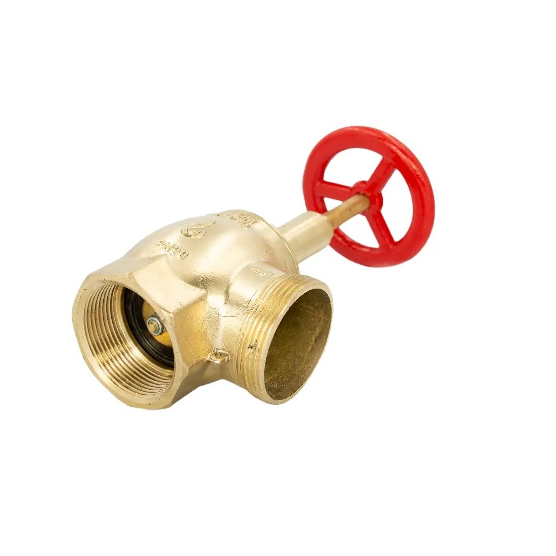 Válvula globo industrial PN20 GM 138 em latão para hidrante com rosca 8 NPT x 7.1/2 NH